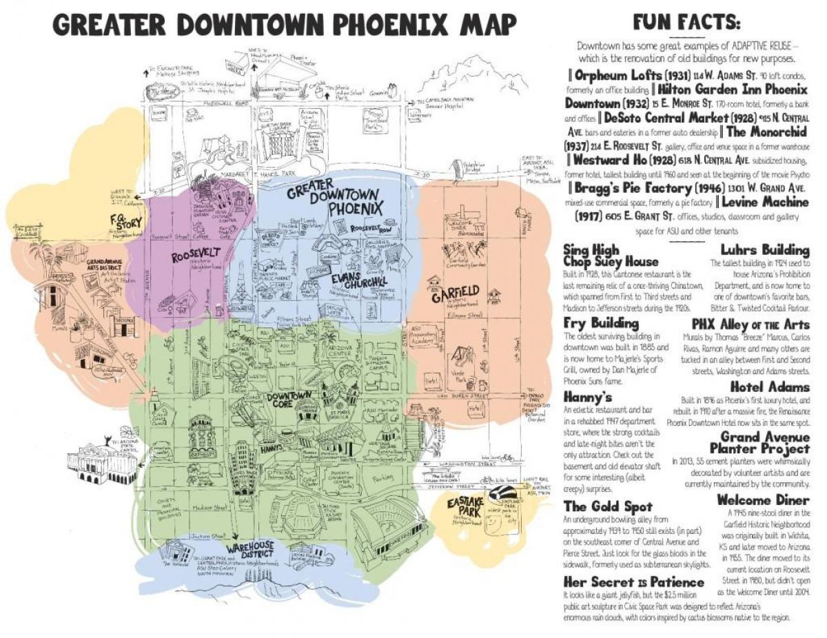 kartet over Phoenix downtown
