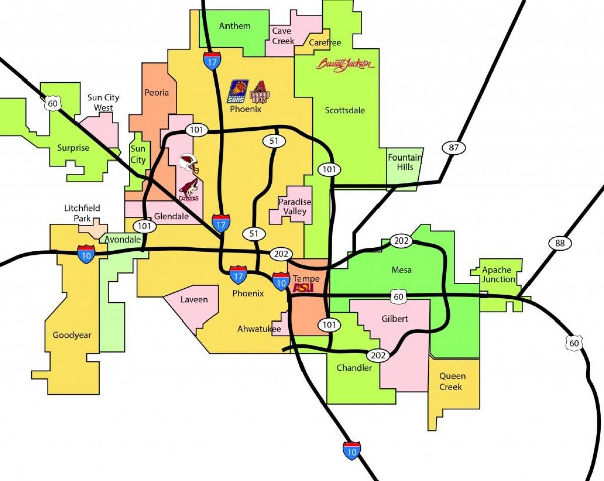 Phoenix metro området kart