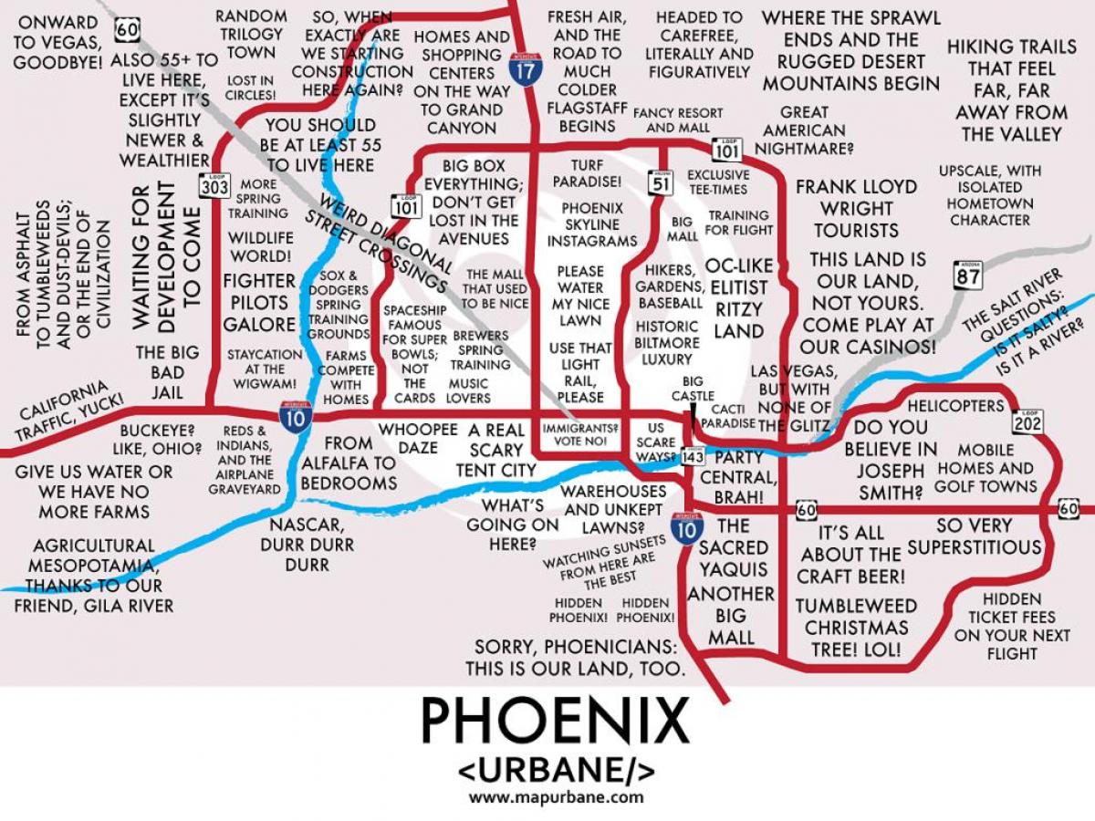 kart over Phoenix forstedene