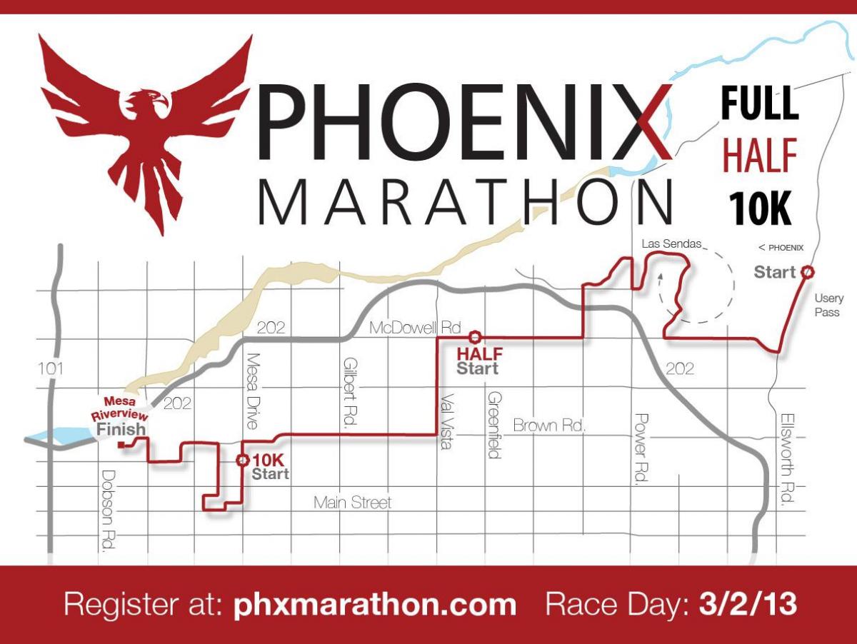 kart over Phoenix maraton