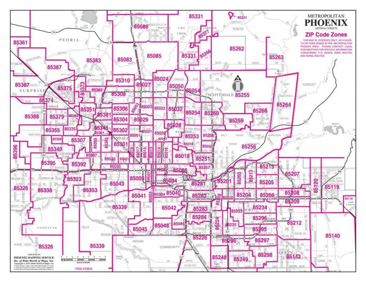 postnummer map of Phoenix