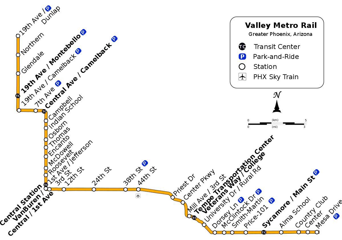 Valley metro rute kart
