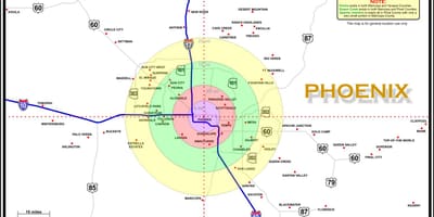 Kart over Phoenix-området